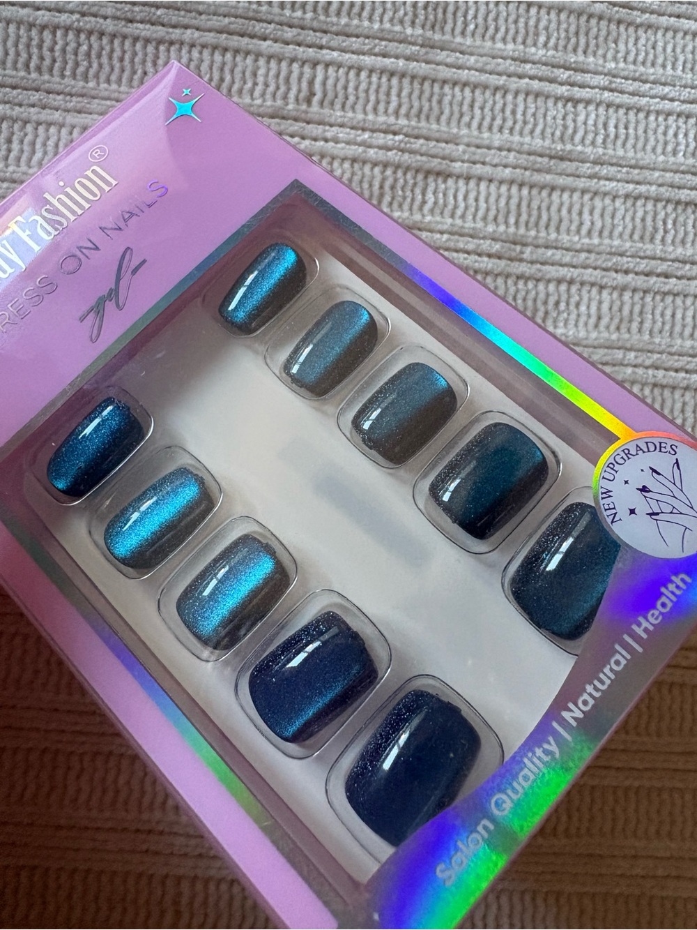 Jofay Fashion Blue Press-On Nails - Shimmer Set